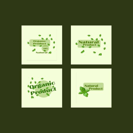 Flat design vector template stylish food vegan labels - natural productのイラスト素材