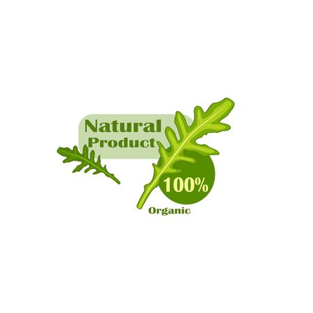 Stylish vector sticker flat design natural organic productのイラスト素材