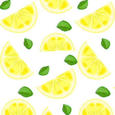 Fruit pattern - slices of lemon and mintのイラスト素材