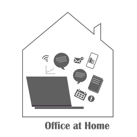 Remote work from anywhere in the world, online work at home. Self-isolation, freelance workのイラスト素材