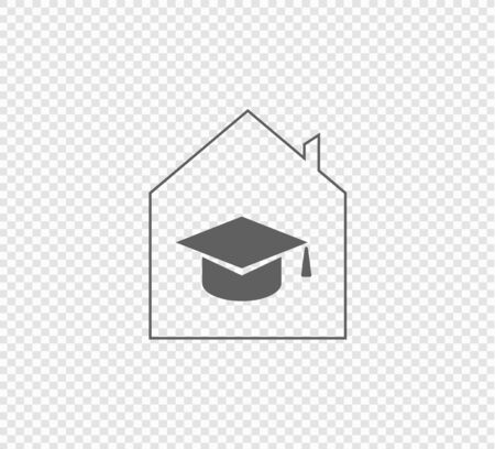 Distance learning flat vector icon on transparent background. Online education. Studying during the quarantine period, social distance and self-isolationのイラスト素材
