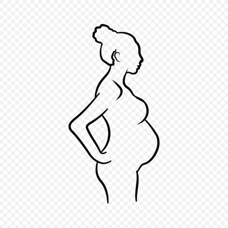 Silhouette of a pregnant woman, health of mom and babyのイラスト素材