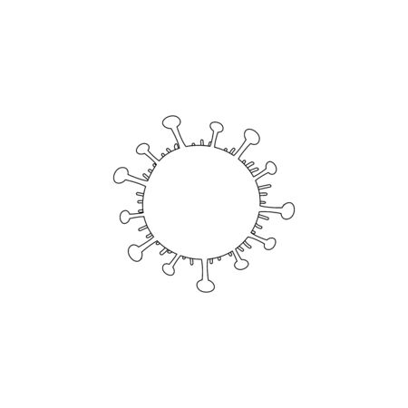 Danger bacteria vector icon illustration isolated on white background. Gray flat outline vector icon bacterium virus isolatedのイラスト素材