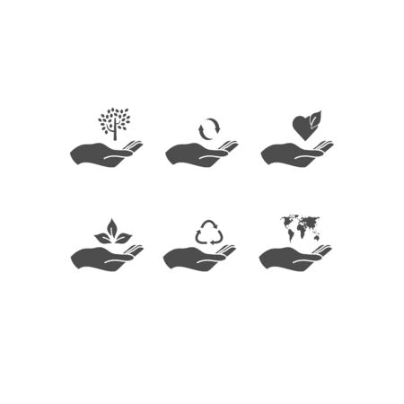 Collection of flat vector icons Recycle sign isolated on white backgroundのイラスト素材