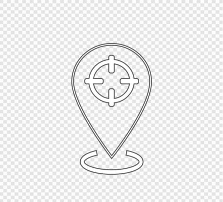 navigation point gray flat vector icon on transparent background. Search for a location on a mapのイラスト素材