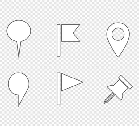 Big collection of navigation points for map flat design on a transparent background. Geolocation map pin setのイラスト素材