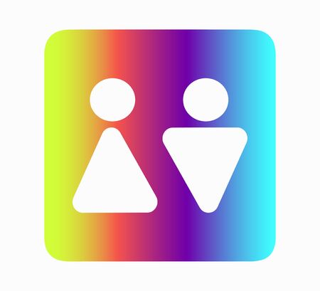 public restroom icon. Toilet for men and toilet for woman - flat neon vector illustration isolatedのイラスト素材