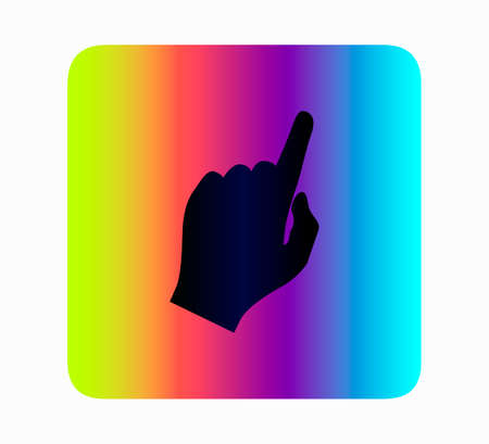 pointing finger hand pointer flat vector illustration on neon gradient backgroundのイラスト素材