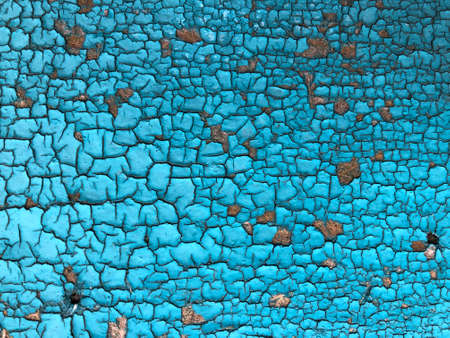 grunge wooden texture painted with blue paint. peeled blue paint on wood texture - vintage backgroundの写真素材