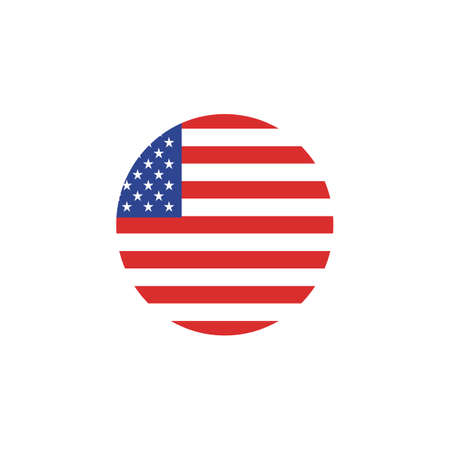 Vector - United States Flag Glossy Button. Country symbol isolated flat designのイラスト素材