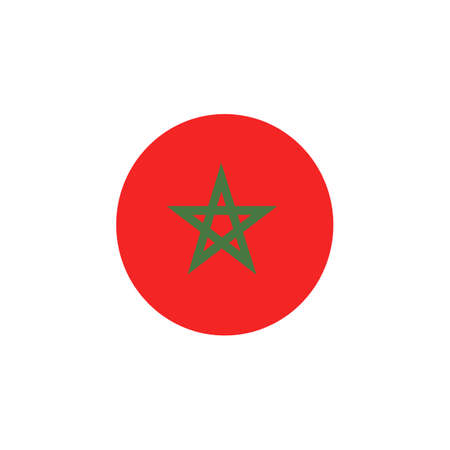 Vector - Morocco Flag Glossy Button. Country symbol isolated flat designのイラスト素材