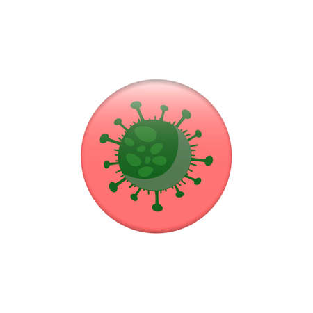 coronavirus vector icon in red button isolated. Stop coronavirus. Coronavirus outbreak. Coronavirus danger and public health risk disease and flu outbreak.の写真素材