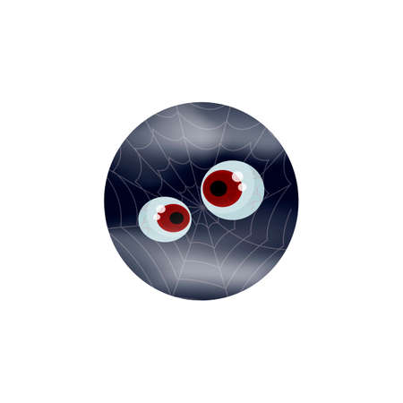 Cartoon expression monster. Crazy eyes and cobweb - stylish vector template for Halloween design.の写真素材