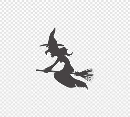 Witch flies on a broomstick on  transparentのイラスト素材