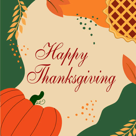 Vector Illustration of a Happy Thanksgiving Celebration Thanksgiving  posts in flat design. Flat vector illustrationのイラスト素材