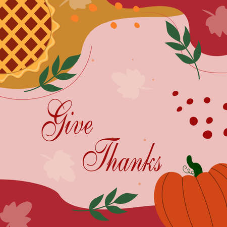 Thanksgiving holiday banner. Autumn tree leaves, vector illustration.のイラスト素材