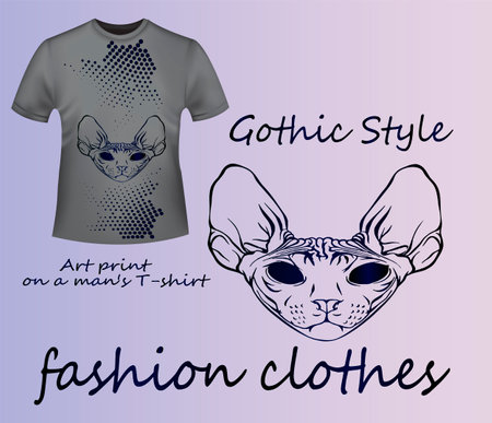 Creative Sphinx print on a gray T-shirtのイラスト素材