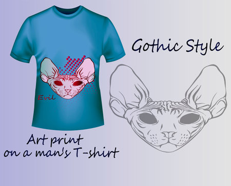 Creative Sphinx print on a gray T-shirtの写真素材