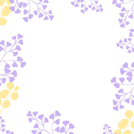 Beautiful tropical frame with flowers and leaves. Jungle. Summer floral background. beautiful passion flower frameの写真素材