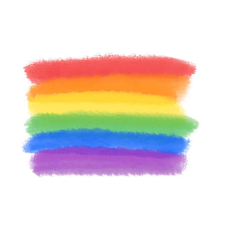 Rainbow pride flag LGBT - draw watercolor illustration. Lesbian, Gay, Bisexual and Transgender Rights.の写真素材