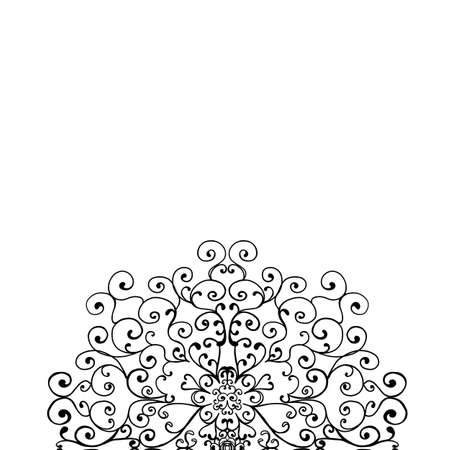 Decorative round frame. Abstract floral ornament. Lace pattern design.の写真素材