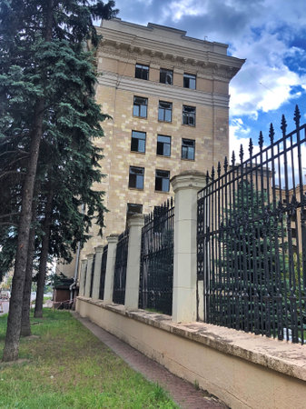 23.06.2022 Ukraine, Kharkov. war in Ukraine. The destroyed building of the Kharkiv Regional Council as a result of Russian air strikes. War of Russia against Ukraine.のeditorial素材