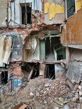 23.06.2022 Ukraine, Kharkov. war in Ukraine. Broken house from a rocket attack. Lets pray for Ukraine, Stop the war in Ukraineのeditorial素材