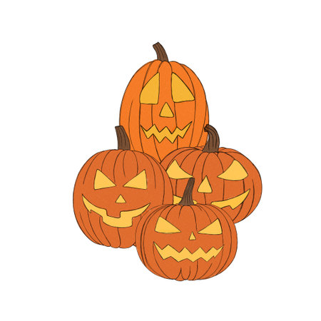Set pumpkin on white background. Orange pumpkin with smile for your design for the holiday Halloween.の写真素材
