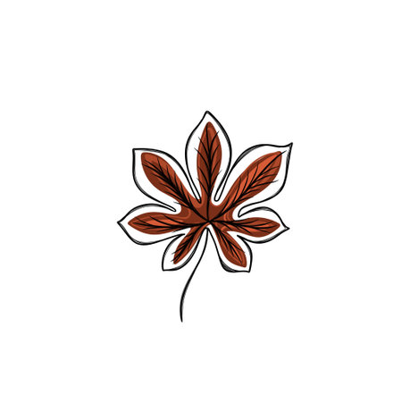 freehand sketch of autumn leaf, template for stickerの写真素材