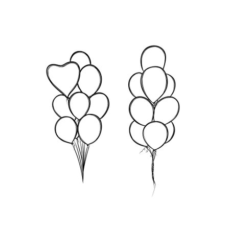 Set of helium balloons freehand. Holiday concept, happy birthday.helium balloon, holiday, surprise, birthdayの写真素材