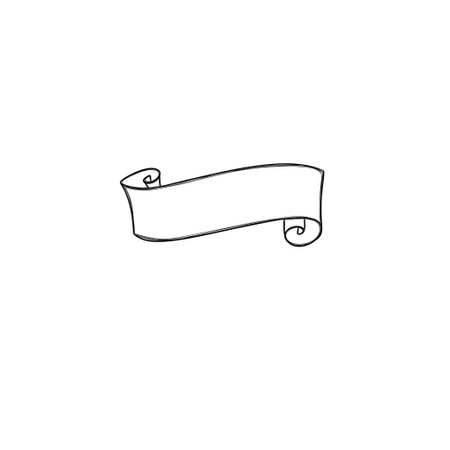 Ribbon Banner Line Art Design Drawing Artworkの写真素材