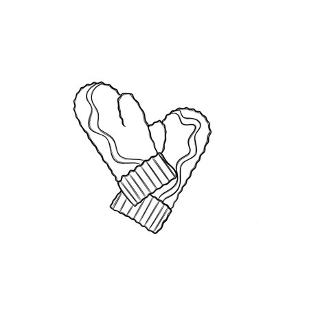 winter mittens freehand winter sticker. Christmas templateの写真素材