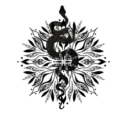 Tattoo snake. Traditional black snake and mandala ink. Isolated illustration. Snake silhouette illustration.の写真素材