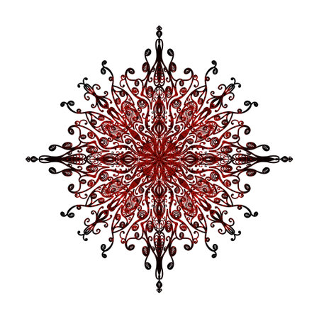 Freehand red mandala. Beautiful mesenchyme tattoo templateの写真素材