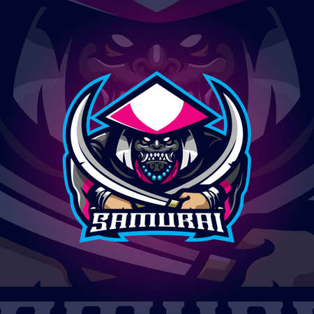 samurai mascot logo design vector with concept style for badge, emblem and tshirt printing.のイラスト素材