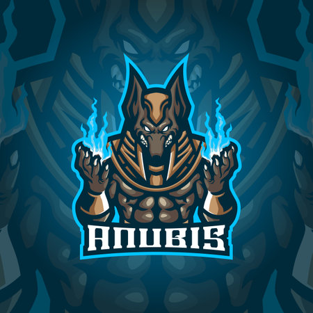 anubis mascot logo design vector with concept style for badge, emblem and tshirt printing.のイラスト素材