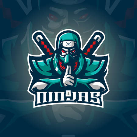 Ninja mascot logo design vector with concept style for badge, emblem and tshirt printing.のイラスト素材