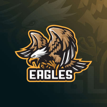eagle mascot design vector with modern illustration concept style for badge, emblem and t shirt printing. angry eagle illustration for sport team.のイラスト素材