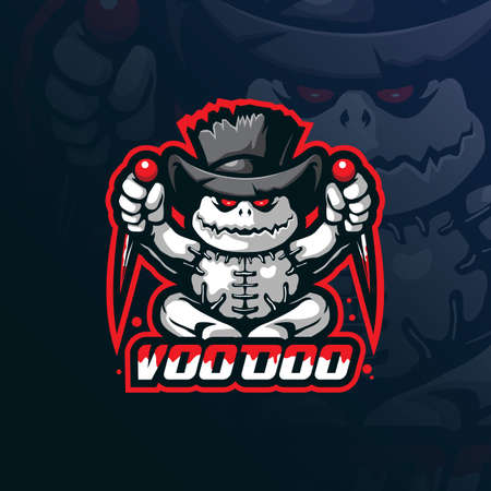 voodoo mascot design vector with modern illustration concept style for badge, emblem and t shirt printing. angry voodoo illustration for sport team.のイラスト素材