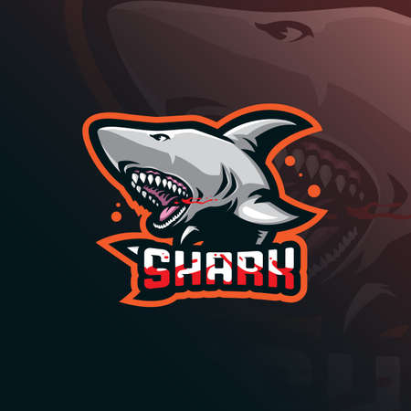 shark mascot design vector with modern illustration concept style for badge, emblem and t shirt printing. angry shark illustration for sport team.のイラスト素材