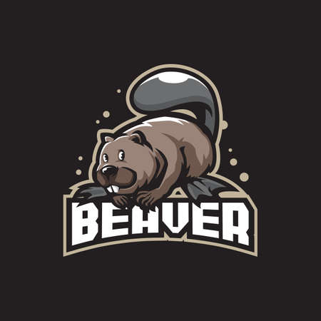 Beaver mascot logo design vector with modern illustration concept style for badge, emblem and t...