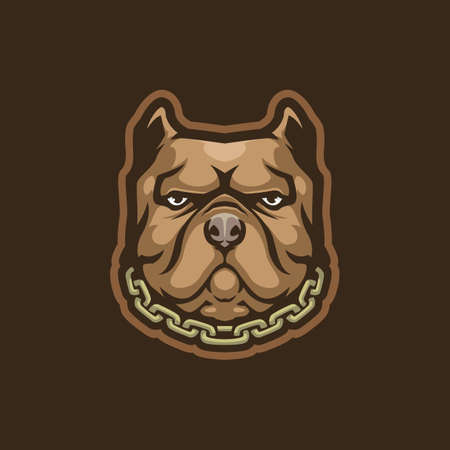 Dog mascot logo design vector with modern illustration concept style for badge, emblem and t shirt printing. Bully dog illustration for sport team.のイラスト素材
