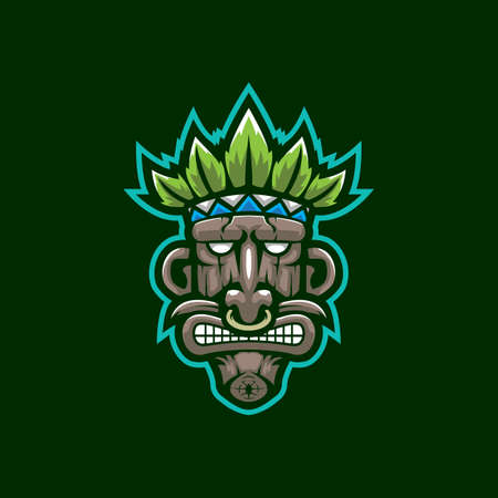 Tribe mascot logo design vector with modern illustration concept style for badge, emblem and t shirt printing. Tribe head illustration.のイラスト素材