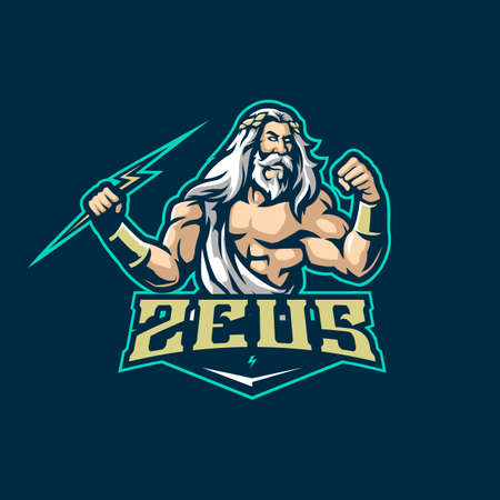 Zeus mascot logo design vector with modern illustration concept style for badge, emblem and t shirt printing. Angry zeus illustration for sport and esport team.のイラスト素材