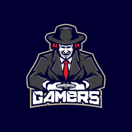 Gamer mascot design vector with modern illustration concept style for badge, emblem and t shirt printing. Gamer anonymous illustration.のイラスト素材