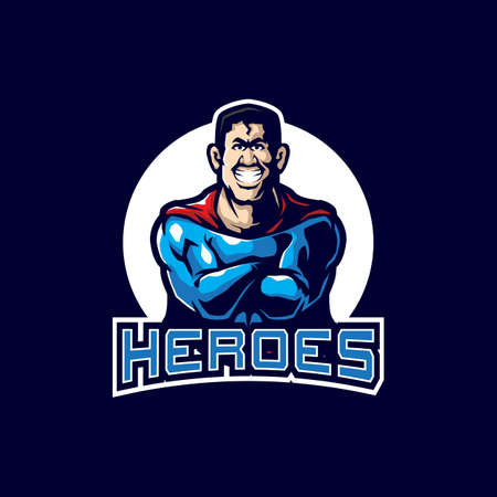 Heroes mascot design vector with modern illustration concept style for badge, emblem and t shirt printing. Smart heroes illustration.のイラスト素材