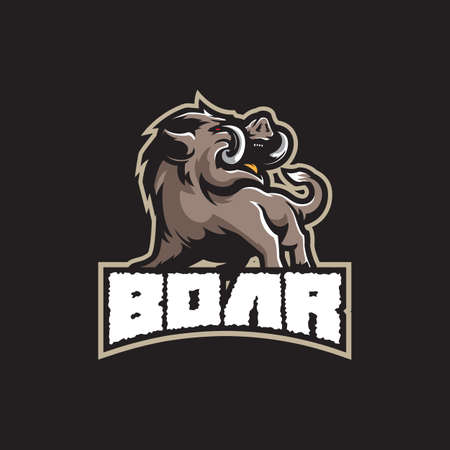 Boar mascot logo design vector with modern illustration concept style for badge, emblem and t shirt printing. Angry boar illustration for sport and esport team.のイラスト素材