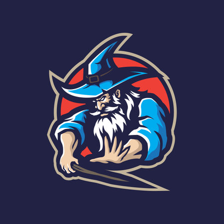 Wizard mascot logo design vector with modern illustration concept style for badge, emblem and t shirt printing. Wizard illustration.のイラスト素材
