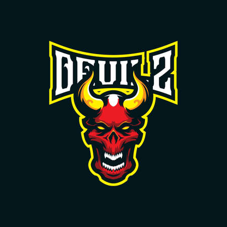 Devil mascot logo design vector with modern illustration concept style for badge, emblem and t shirt printing. Devil head illustration for sport team.のイラスト素材