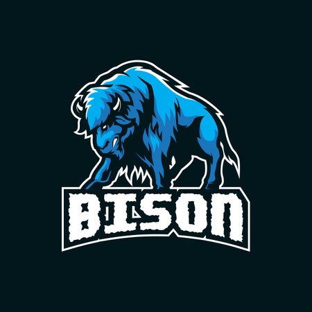 Bison mascot logo design vector with modern illustration concept style for badge, emblem and t shirt printing. Angry bison illustration.のイラスト素材